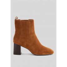 Bottines à talon en cuir - Brun - 41 - Femme - Monoprix Premium
