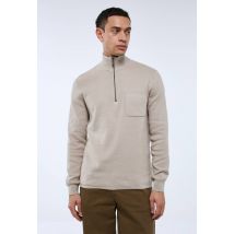 Pull col camionneur en mélange coton et cachemire - Beige clair - L - Homme - Monoprix