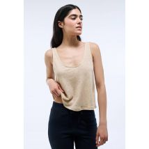 Top en lin mélangé - Beige clair - S - Femme - Monoprix