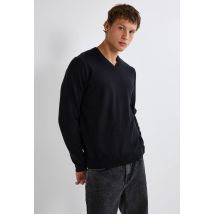 Pull col v en mélange laine et cachemire - Noir - L - Homme - Monoprix