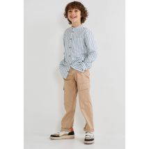 Pantalon cargo uni en coton bio gots - Beige - 8 ans - Enfant - Monoprix