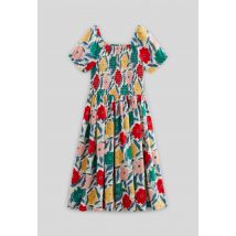 Robe longue à smocks imprimée - Beige clair - 10 ans - Enfant Fille - Monoprix