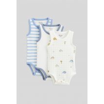 Bout'chou - Lot de 3 bodies sans manches imprimé en coton bio gots - Beige clair - 18 mois - Bébé