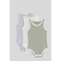 Bout'chou - Lot de 3 bodies sans manches uni en coton bio gots - Beige Ecru - 24 mois - Bébé