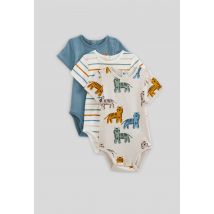 Bout'chou - Lot de 3 bodies manches courtes imprimés en coton bio - Beige clair - 6 mois - Bébé