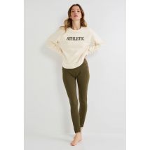 Sport - Legging de sport effet peau de pêche avec poches - Vert foncé - M - Femme