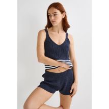 Top telma en maille - Bleu foncé - S - Femme - Monoprix