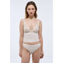 Caraco fines bretelles sylvana avec dentelle - Beige Ecru - M - Femme - Monoprix