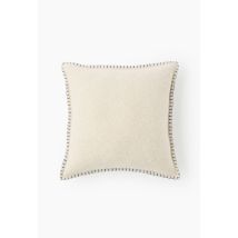 Coussin coton gratté et point cheval bleu, 45x45cm, 100% coton - Beige Ecru - Unique - Monoprix
