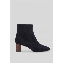 Bottines à talon en cuir - Bleu foncé - 38 - Femme - Monoprix Premium