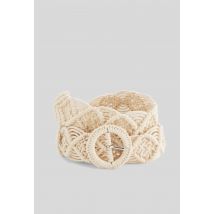 Ceinture macramé 3,5 cm - Beige Ecru - 85 - Femme - Monoprix