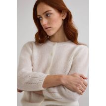 Cardigan manches coudes contenant du mohair - Beige Ecru - L - Femme - Monoprix