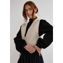 Pull sans manches en laine - Beige Ecru - L - Femme - Monoprix