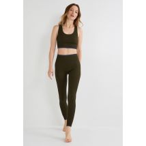 Sport - Legging de sport côtelé avec détail lurex - Vert foncé - M - Femme