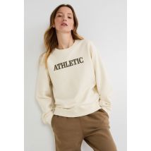 Sport - Sweat col rond en molleton de coton bio - Beige clair - L - Femme