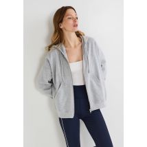 Sport - Sweat zippé à capuche en molleton de coton bio - Gris - S - Femme