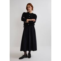 Jupe midi plissée avec lien - Noir - M - Femme - Monoprix