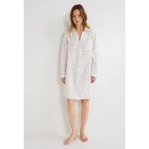 Chemise de nuit en gaze de coton bio imprimé fleuri - Beige Ecru - M - Femme - Monoprix