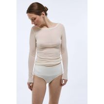 T-shirt manches longues en soie - Beige Ecru - XL - Femme - Monoprix Premium