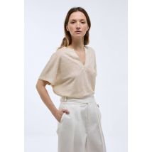 T-shirt à manches courtes uni - Beige clair - XS - Femme - Monoprix Premium