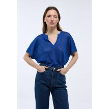 T-shirt à manches courtes uni - Bleu - S - Femme - Monoprix Premium