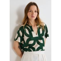 T-shirt à manches courtes imprimé - Vert foncé - S - Femme - Monoprix Premium