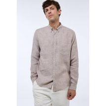 Chemise manches longues chambray en lin - Brun clair - XL - Homme - Monoprix Premium