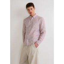 Chemise manches longues rayée en lin - Brun - L - Homme - Monoprix Premium