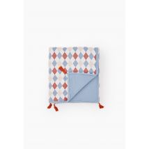 Monoprix Maison - Plaid quilté en gaze de coton imprimée, 70x100m, 100% coton - Bleu - Unique