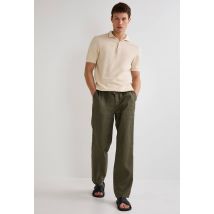 Pantalon élastiqué en lin - Vert foncé - 44 - Homme - Monoprix Premium