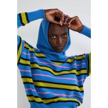 Pull court col rond à rayures en cachemire, certifié oekotex - Bleu - M - Femme - Monoprix Createurs