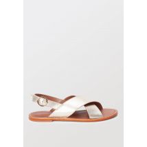 Sandales croisées en cuir - Or - 39 - Femme - Monoprix Premium
