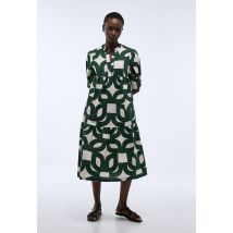 Robe midi ample imprimée en coton bio gots - Vert foncé - 46 - Femme - Monoprix