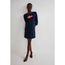 Chemise de nuit manches longues en coton bio - Bleu foncé - S - Femme - Monoprix