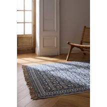 Tapis blockprint, 140x200cm - Bleu clair - 140x200 cm - Monoprix