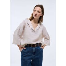 Top manches trois quarts uni en lin - Beige clair - M - Femme - Monoprix Premium