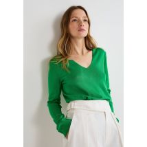 Pull col v uni - Vert - S - Femme - Monoprix