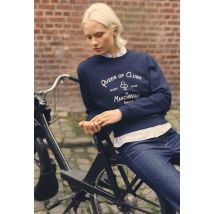 Sweat à manches longues texte placé - Bleu - M - Femme - Monoprix