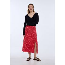 Jupe midi fendue imprimée - Rouge - 38 - Femme - Monoprix