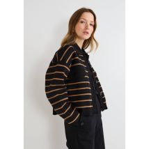 Veste en maille unie en coton - Noir - L - Femme - Monoprix