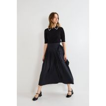 Jupe longue plissée en coton - Noir - 38 - Femme - Monoprix