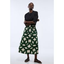 Jupe imprimée taille smockée en coton bio gots - Vert foncé - XS - Femme - Monoprix