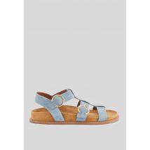 Sandales en cuir - Bleu - 36 - Femme - Monoprix Premium