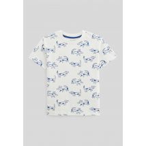 T-shirt manches courtes imprimé en coton bio gots - Beige Ecru - 6 ans - Enfant - Monoprix