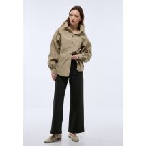 Pantalon large taille haute contenant du coton - Vert foncé - 44 - Femme - Monoprix