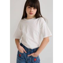 T-shirt manches courtes uni en coton bio - Blanc - 4 ans - Enfant Fille - Monoprix