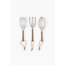 Set de 3 outils, 23cm, en aluminium et jute - Vert foncé - Unique - Monoprix