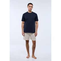 Pyjama t-shirt manches courtes et short rayé en coton bio gots - Beige clair - S - Homme - Monoprix