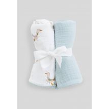 Bout'chou - Lot de 2 langes imprimé et uni en gaze de coton bio gots - Beige Ecru - Unique - Bébé
