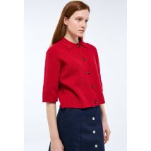 Cardigan col polo. - Rouge - M - Femme - Monoprix